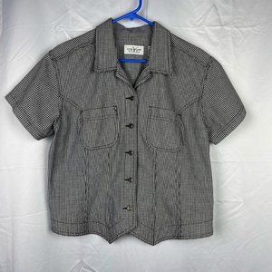 Vintage Black and White Gingham Cotton Blouse
